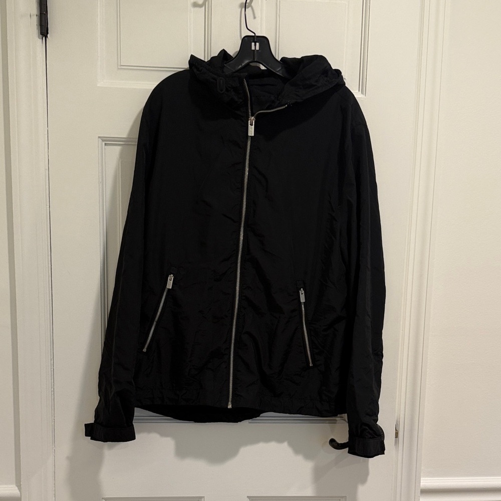 H&M Black Windbreaker Jacket with High Collar